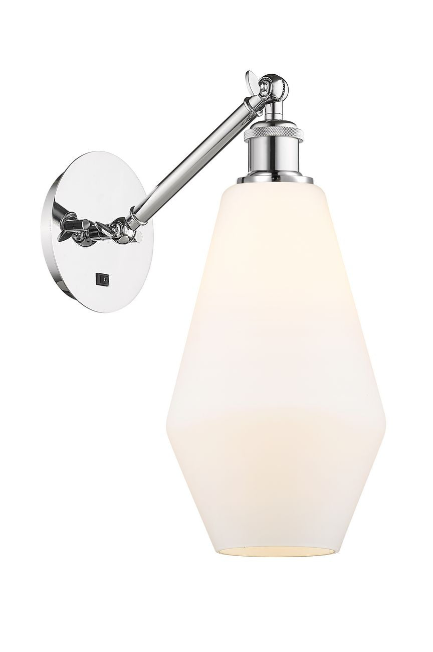 317-1W-PC-G651-7 1-Light 7" Polished Chrome Sconce - Cased Matte White Cindyrella 7" Glass - LED Bulb - Dimmensions: 7 x 13.25 x 16 - Glass Up or Down: Yes
