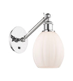 317-1W-PC-G81 1-Light 6" Polished Chrome Sconce - Matte White Eaton Glass - LED Bulb - Dimmensions: 6 x 12.75 x 13.75 - Glass Up or Down: Yes