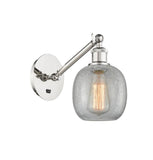 1-Light 6" Polished Nickel Sconce - Clear Crackle Belfast Glass - LED Bulb Included