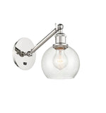 317-1W-PN-G124-6 1-Light 6" Polished Nickel Sconce - Seedy Athens Glass - LED Bulb - Dimmensions: 6 x 13 x 11.875 - Glass Up or Down: Yes