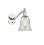 317-1W-PN-G2812 1-Light 6.25" Polished Nickel Sconce - Fishnet Hanover Glass - LED Bulb - Dimmensions: 6.25 x 13.125 x 14.75 - Glass Up or Down: Yes