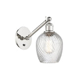 317-1W-PN-G292 1-Light 5.3" Polished Nickel Sconce - Clear Spiral Fluted Salina Glass - LED Bulb - Dimmensions: 5.3 x 12.5 x 12.75 - Glass Up or Down: Yes