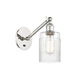 317-1W-PN-G342 1-Light 5.3" Polished Nickel Sconce - Clear Hadley Glass - LED Bulb - Dimmensions: 5.3 x 12.25 x 12.75 - Glass Up or Down: Yes