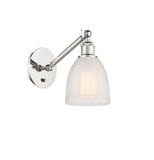 317-1W-PN-G441 1-Light 5.75" Polished Nickel Sconce - White Brookfield Glass - LED Bulb - Dimmensions: 5.75 x 12.875 x 12.75 - Glass Up or Down: Yes