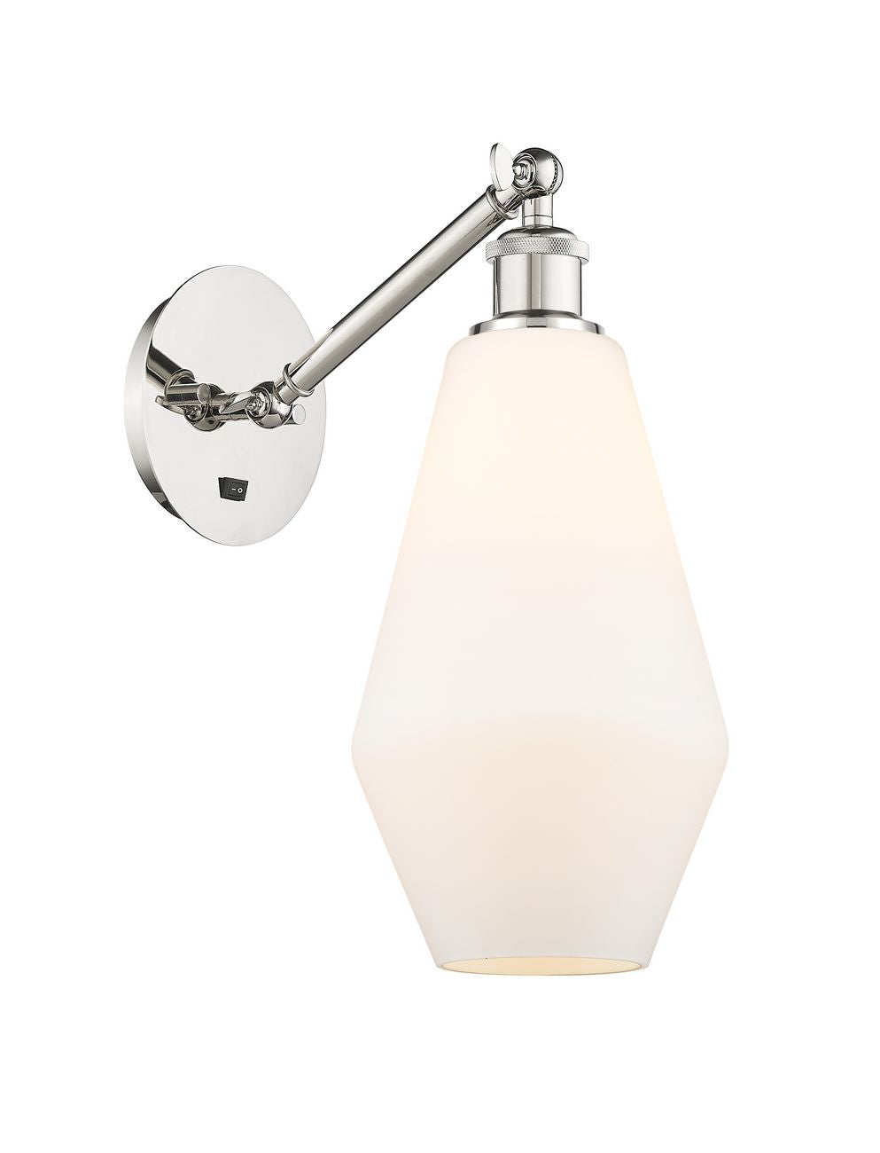 317-1W-PN-G651-7 1-Light 7" Polished Nickel Sconce - Cased Matte White Cindyrella 7" Glass - LED Bulb - Dimmensions: 7 x 13.25 x 16 - Glass Up or Down: Yes