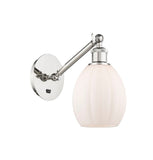 317-1W-PN-G81 1-Light 6" Polished Nickel Sconce - Matte White Eaton Glass - LED Bulb - Dimmensions: 6 x 12.75 x 13.75 - Glass Up or Down: Yes