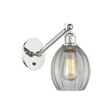 317-1W-PN-G82 1-Light 6" Polished Nickel Sconce - Clear Eaton Glass - LED Bulb - Dimmensions: 6 x 12.75 x 13.75 - Glass Up or Down: Yes
