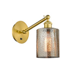 317-1W-SG-G116 1-Light 5.3" Satin Gold Sconce - Mercury Cobbleskill Glass - LED Bulb - Dimmensions: 5.3 x 11.875 x 11.375 - Glass Up or Down: Yes