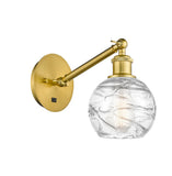 317-1W-SG-G1213-6 1-Light 6" Satin Gold Sconce - Clear Athens Deco Swirl 8" Glass - LED Bulb - Dimmensions: 6 x 13 x 11.75 - Glass Up or Down: Yes