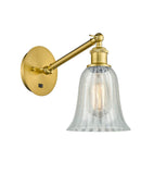 317-1W-SG-G2811 1-Light 6.25" Satin Gold Sconce - Mouchette Hanover Glass - LED Bulb - Dimmensions: 6.25 x 13.125 x 14.75 - Glass Up or Down: Yes