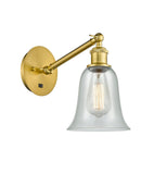 317-1W-SG-G2812 1-Light 6.25" Satin Gold Sconce - Fishnet Hanover Glass - LED Bulb - Dimmensions: 6.25 x 13.125 x 14.75 - Glass Up or Down: Yes