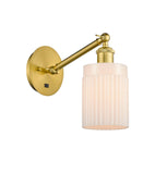 317-1W-SG-G341 1-Light 5.3" Satin Gold Sconce - Matte White Hadley Glass - LED Bulb - Dimmensions: 5.3 x 12.25 x 12.75 - Glass Up or Down: Yes