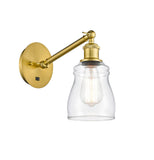 317-1W-SG-G392 1-Light 5.3" Satin Gold Sconce - Clear Ellery Glass - LED Bulb - Dimmensions: 5.3 x 12.375 x 12.75 - Glass Up or Down: Yes