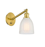 317-1W-SG-G441 1-Light 5.75" Satin Gold Sconce - White Brookfield Glass - LED Bulb - Dimmensions: 5.75 x 12.875 x 12.75 - Glass Up or Down: Yes