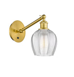 317-1W-SG-G462-6 1-Light 5.75" Satin Gold Sconce - Clear Norfolk Glass - LED Bulb - Dimmensions: 5.75 x 12.875 x 12.625 - Glass Up or Down: Yes