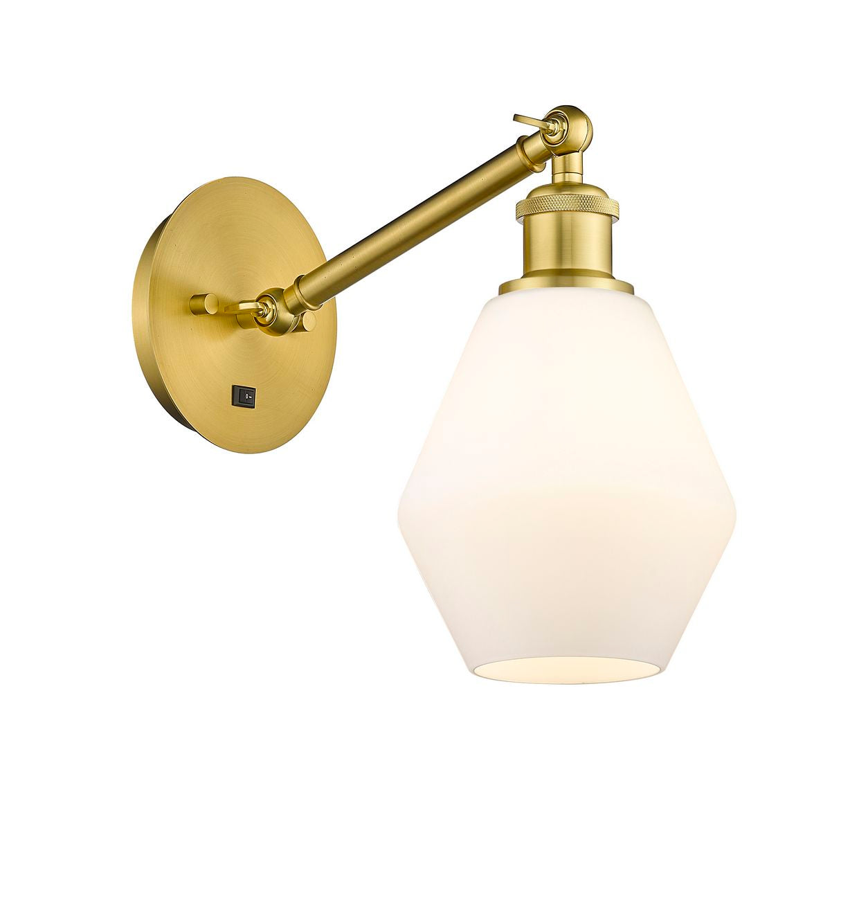 317-1W-SG-G651-6 1-Light 6" Satin Gold Sconce - Cased Matte White Cindyrella 6" Glass - LED Bulb - Dimmensions: 6 x 12.875 x 11.375 - Glass Up or Down: Yes