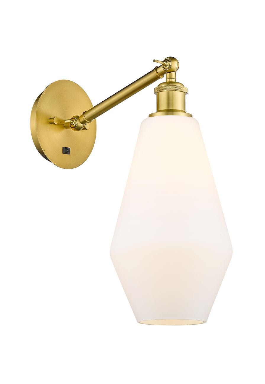 317-1W-SG-G651-7 1-Light 7" Satin Gold Sconce - Cased Matte White Cindyrella 7" Glass - LED Bulb - Dimmensions: 7 x 13.25 x 16 - Glass Up or Down: Yes
