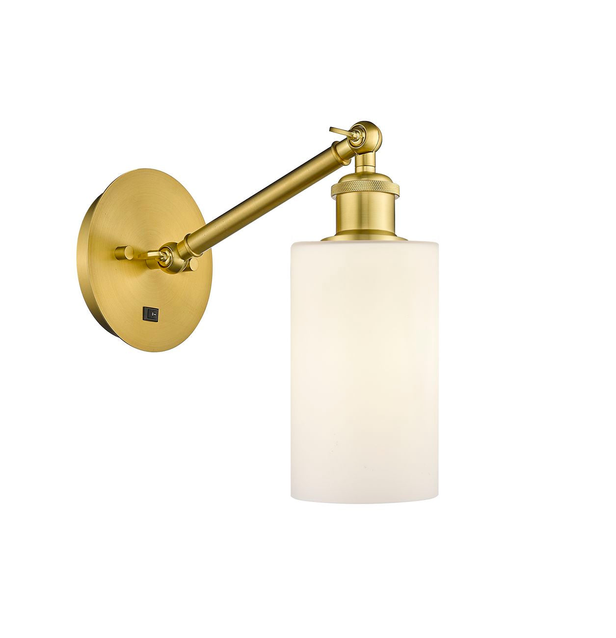 317-1W-SG-G801 1-Light 5.3" Satin Gold Sconce - Matte White Clymer Glass - LED Bulb - Dimmensions: 5.3 x 11.9375 x 12.625 - Glass Up or Down: Yes