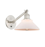 317-1W-SN-G131 1-Light 8.375" Brushed Satin Nickel Sconce - Matte White Orwell Glass - LED Bulb - Dimmensions: 8.375 x 14.1875 x 11 - Glass Up or Down: Yes