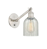 1-Light 5.3" Brushed Satin Nickel Sconce - Mouchette CaLED - w/Switchonia Glass LED - w/Switch