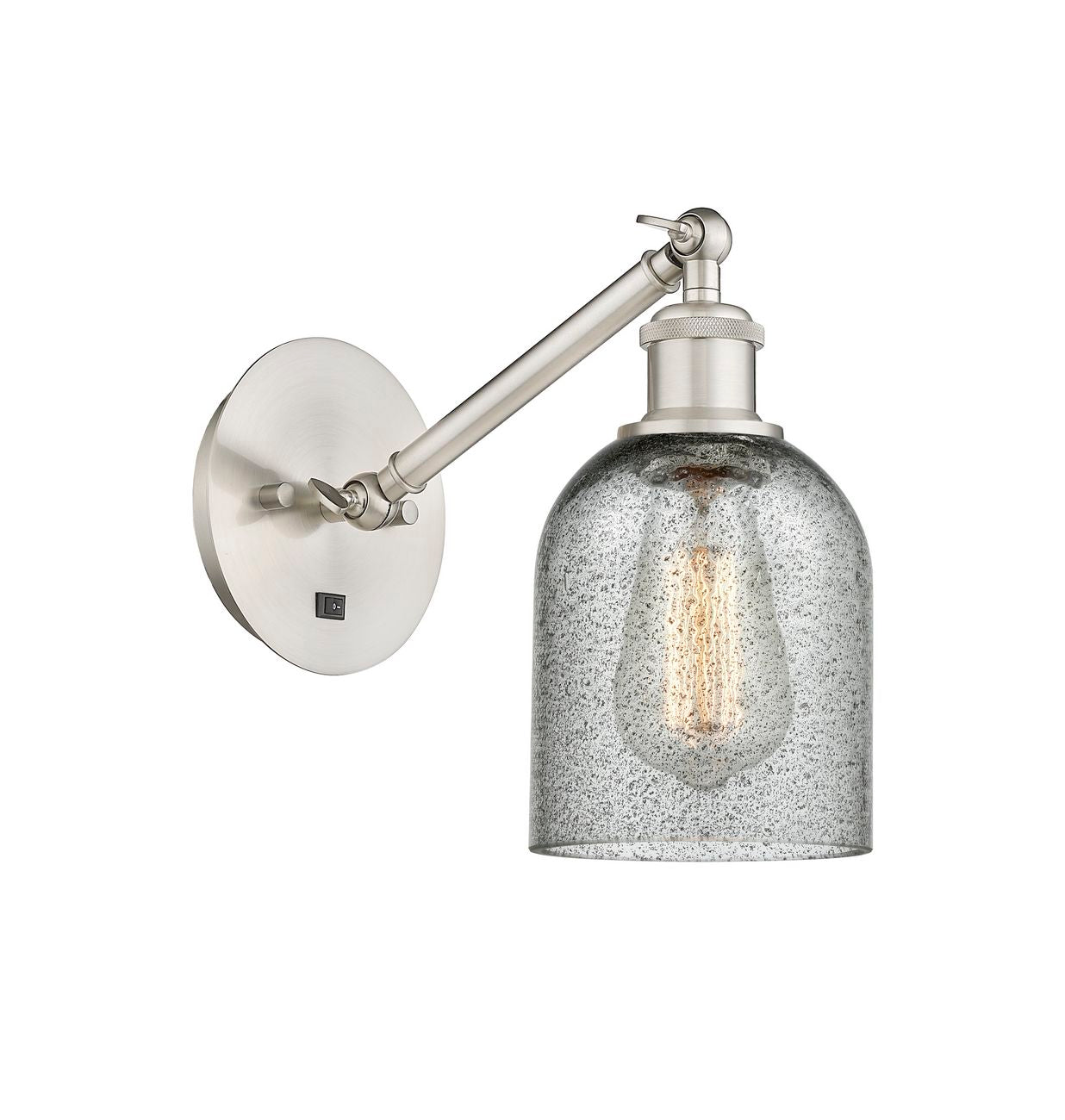 317-1W-SN-G257 1-Light 5.3" Brushed Satin Nickel Sconce - Charcoal Caledonia Glass - LED Bulb - Dimmensions: 5.3 x 12.5 x 12.75 - Glass Up or Down: Yes