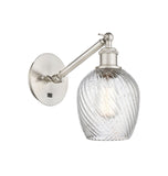 317-1W-SN-G292 1-Light 5.3" Brushed Satin Nickel Sconce - Clear Spiral Fluted Salina Glass - LED Bulb - Dimmensions: 5.3 x 12.5 x 12.75 - Glass Up or Down: Yes