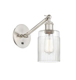 317-1W-SN-G342 1-Light 5.3" Brushed Satin Nickel Sconce - Clear Hadley Glass - LED Bulb - Dimmensions: 5.3 x 12.25 x 12.75 - Glass Up or Down: Yes