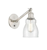 317-1W-SN-G394 1-Light 5.3" Brushed Satin Nickel Sconce - Seedy Ellery Glass - LED Bulb - Dimmensions: 5.3 x 12.375 x 12.75 - Glass Up or Down: Yes