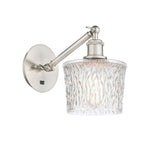 317-1W-SN-G402 1-Light 6.5" Brushed Satin Nickel Sconce - Clear Niagra Glass - LED Bulb - Dimmensions: 6.5 x 13.25 x 12.25 - Glass Up or Down: Yes
