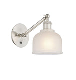 317-1W-SN-G411 1-Light 5.5" Brushed Satin Nickel Sconce - White Dayton Glass - LED Bulb - Dimmensions: 5.5 x 12.75 x 12.25 - Glass Up or Down: Yes