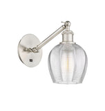 317-1W-SN-G462-6 1-Light 5.75" Brushed Satin Nickel Sconce - Clear Norfolk Glass - LED Bulb - Dimmensions: 5.75 x 12.875 x 12.625 - Glass Up or Down: Yes