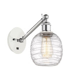 317-1W-WPC-G1013 1-Light 6" White and Polished Chrome Sconce - Deco Swirl Belfast Glass - LED Bulb - Dimmensions: 6 x 13 x 12.75 - Glass Up or Down: Yes