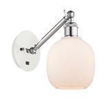317-1W-WPC-G101 1-Light 6" White and Polished Chrome Sconce - Matte White Belfast Glass - LED Bulb - Dimmensions: 6 x 13 x 12.75 - Glass Up or Down: Yes