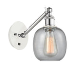 317-1W-WPC-G104 1-Light 6" White and Polished Chrome Sconce - Seedy Belfast Glass - LED Bulb - Dimmensions: 6 x 13 x 12.75 - Glass Up or Down: Yes