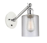 317-1W-WPC-G112 1-Light 5.3" White and Polished Chrome Sconce - Clear Cobbleskill Glass - LED Bulb - Dimmensions: 5.3 x 12.5 x 12.75 - Glass Up or Down: Yes