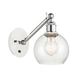 317-1W-WPC-G124-6 1-Light 6" White and Polished Chrome Sconce - Seedy Athens Glass - LED Bulb - Dimmensions: 6 x 13 x 11.875 - Glass Up or Down: Yes