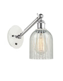 317-1W-WPC-G2511 1-Light 5.3" White and Polished Chrome Sconce - Mouchette Caledonia Glass - LED Bulb - Dimmensions: 5.3 x 12.5 x 12.75 - Glass Up or Down: Yes