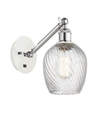317-1W-WPC-G292 1-Light 5.3" White and Polished Chrome Sconce - Clear Spiral Fluted Salina Glass - LED Bulb - Dimmensions: 5.3 x 12.5 x 12.75 - Glass Up or Down: Yes