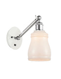 317-1W-WPC-G391 1-Light 5.3" White and Polished Chrome Sconce - White Ellery Glass - LED Bulb - Dimmensions: 5.3 x 12.375 x 12.75 - Glass Up or Down: Yes