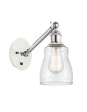 317-1W-WPC-G392 1-Light 5.3" White and Polished Chrome Sconce - Clear Ellery Glass - LED Bulb - Dimmensions: 5.3 x 12.375 x 12.75 - Glass Up or Down: Yes