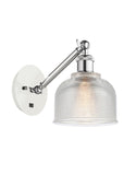 317-1W-WPC-G412 1-Light 5.5" White and Polished Chrome Sconce - Clear Dayton Glass - LED Bulb - Dimmensions: 5.5 x 12.75 x 12.25 - Glass Up or Down: Yes