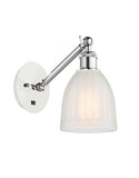 317-1W-WPC-G441 1-Light 5.75" White and Polished Chrome Sconce - White Brookfield Glass - LED Bulb - Dimmensions: 5.75 x 12.875 x 12.75 - Glass Up or Down: Yes