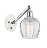 317-1W-WPC-G462-6 1-Light 5.75" White and Polished Chrome Sconce - Clear Norfolk Glass - LED Bulb - Dimmensions: 5.75 x 12.875 x 12.625 - Glass Up or Down: Yes
