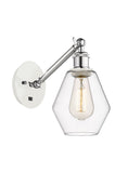 317-1W-WPC-G652-6 1-Light 6" White and Polished Chrome Sconce - Clear Cindyrella 6" Glass - LED Bulb - Dimmensions: 6 x 12.875 x 11.375 - Glass Up or Down: Yes