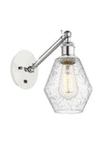 317-1W-WPC-G654-6 1-Light 6" White and Polished Chrome Sconce - Seedy Cindyrella 6" Glass - LED Bulb - Dimmensions: 6 x 12.875 x 11.375 - Glass Up or Down: Yes