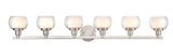 330-6W-SN-CLW 6-Light 44.75" Satin Nickel Bath Vanity Light - White Inner & Clear Outer Cairo Glass Glass - LED Bulb - Dimmensions: 44.75 x 6.75 x 7.1 - Glass Up or Down: Yes