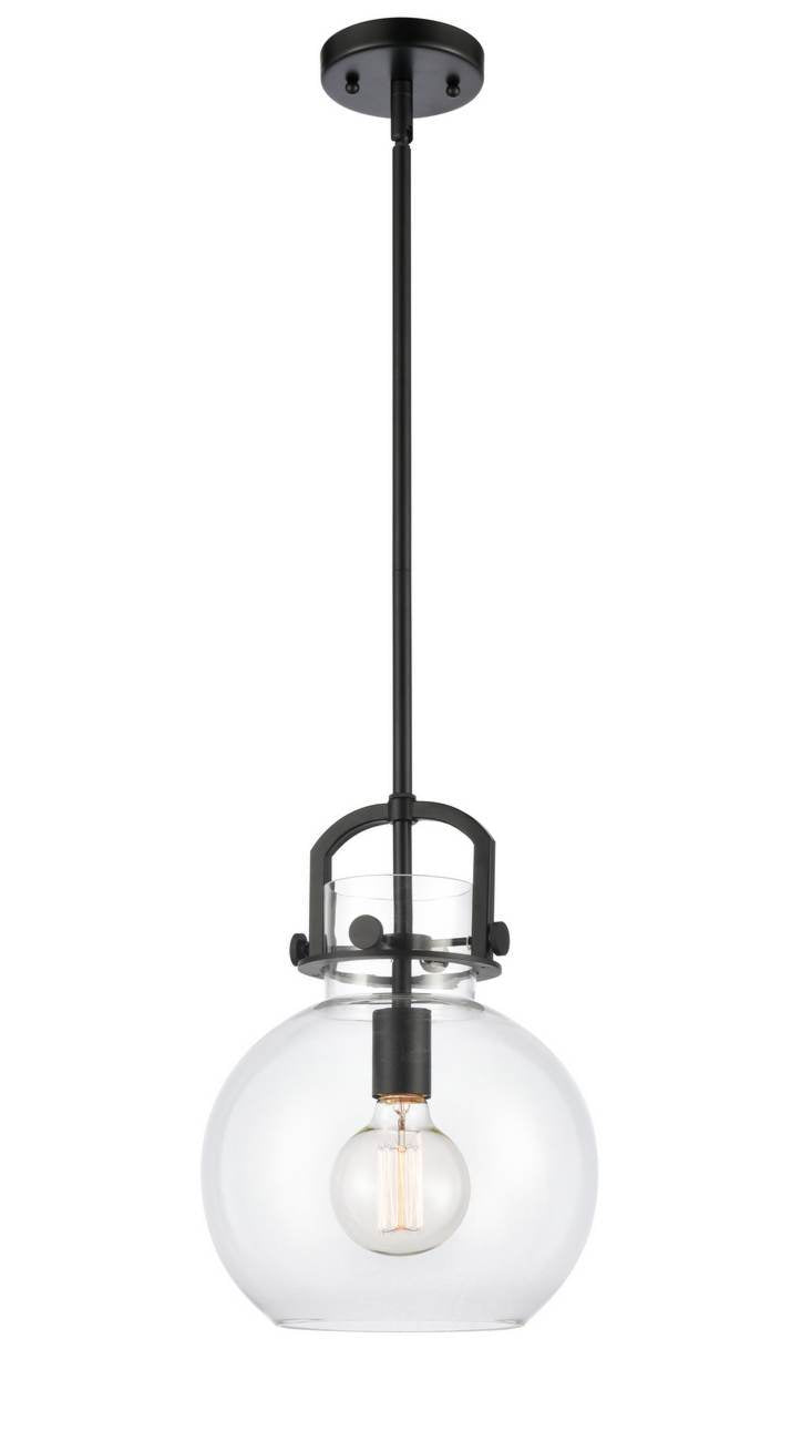 410-1S-BK-10CL-LED 10" Stem Hung Matte Black LED Mini Pendant LED Bulbs Included