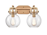2-Light 17" Brushed Brass Bath Vanity Light - Clear Large Cone Glass LED