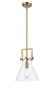 411-1S-BB-10CL-LED 10" Stem Hung Brushed Brass LED Mini Pendant LED Bulbs Included