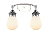 2-Light 18.25" Matte Black Bath Vanity Light - White Genesis Glass Glass Shades Included LED